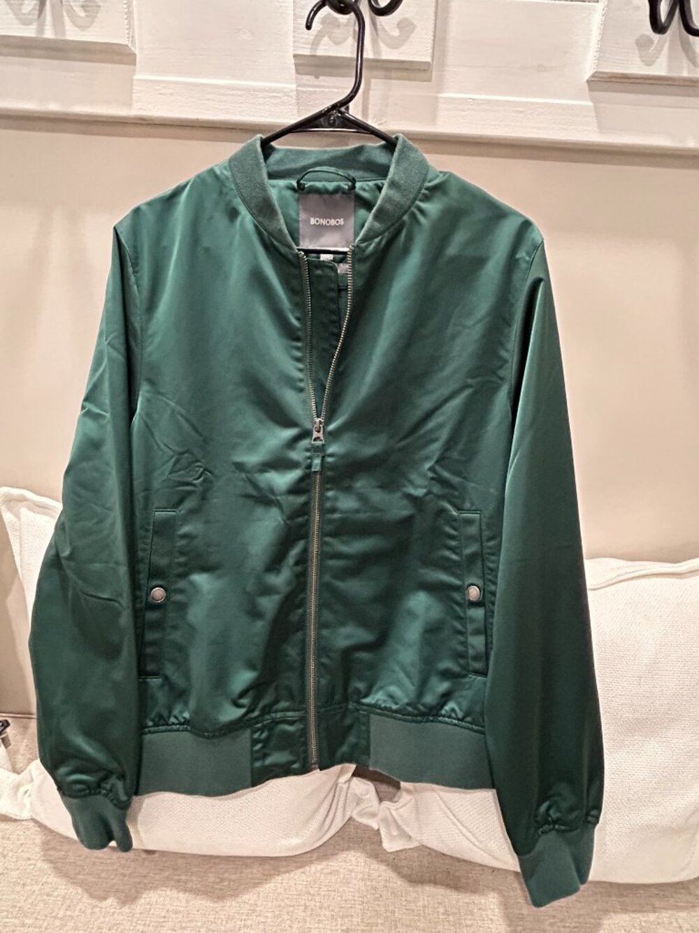 Bonobos Men's Green Slim Fit Bomber Jacket Full Zip Size S